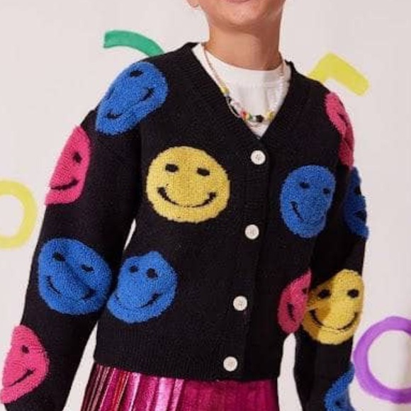 Lola & the Boys Happy emoji Cardigan 8 - Picture 4 of 7